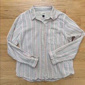 Universal Thread Multicolor Striped Button Down Shirt Blouse size M 100% cotton